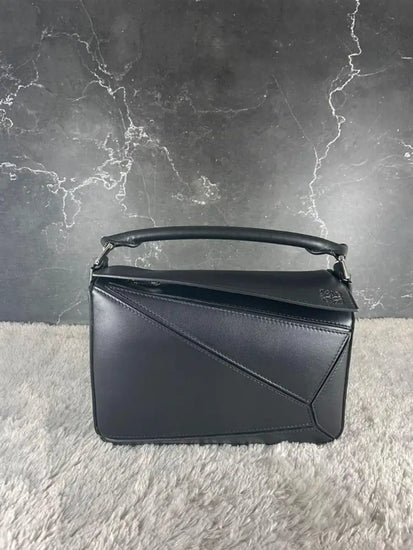 Loewe Puzzle Small Satin Black Crossbody Bag