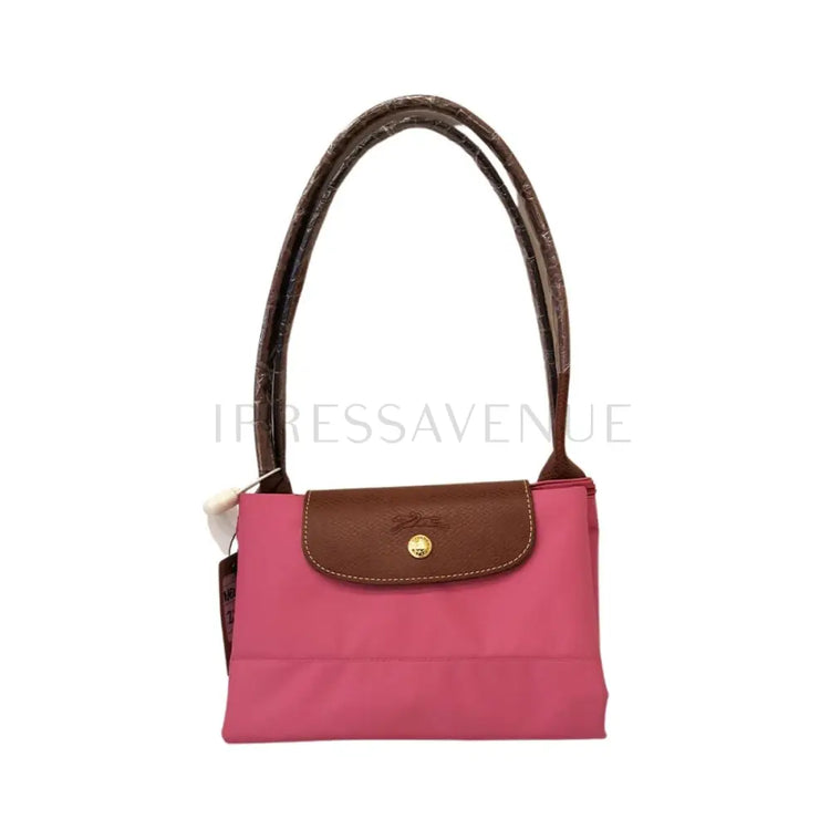 Longchamp Pink Long Handle Brown Large Shoulder Bag