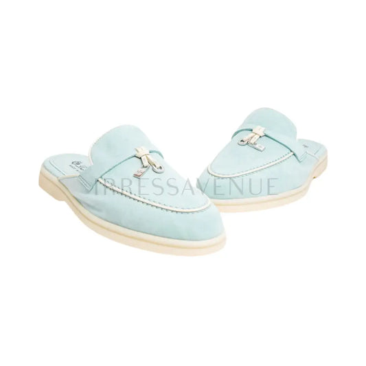 Loro Piana Summer Walk Slide Azure Saphire Shoes