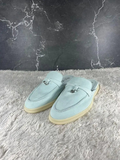 Loro Piana Summer Walk Slide Azure Saphire Shoes