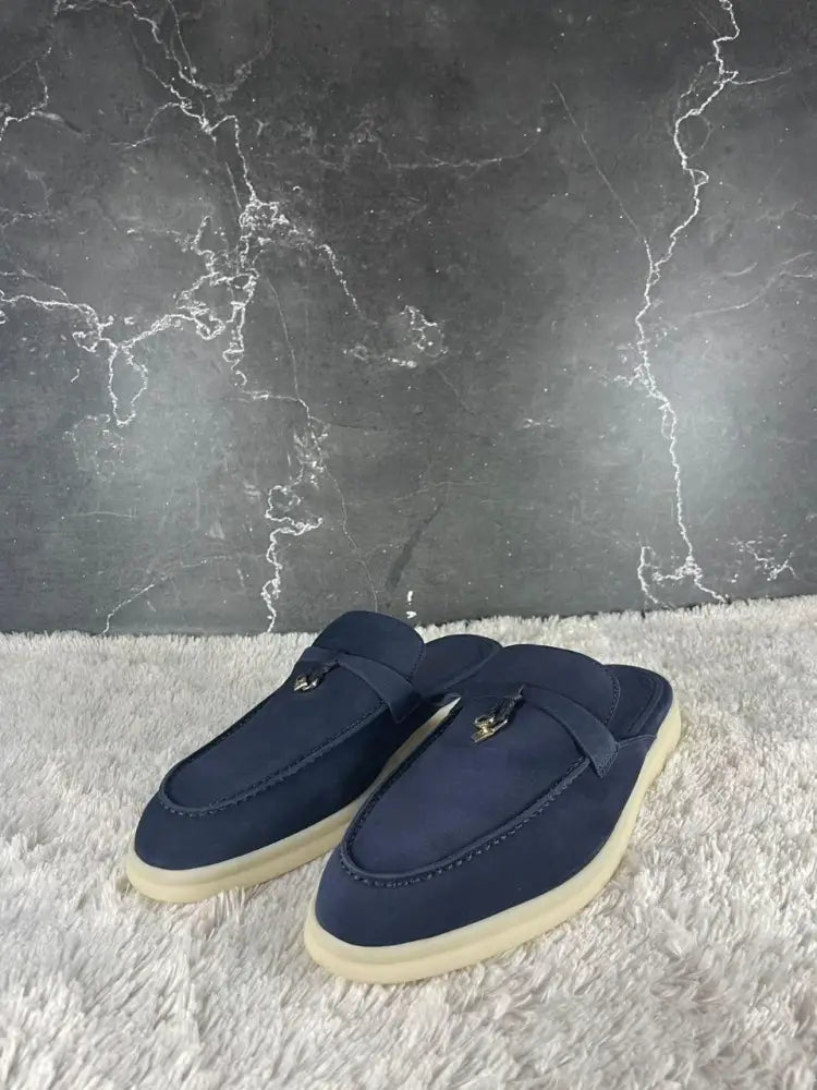 Loro Piana Summer Walk Slide Blue Shoes