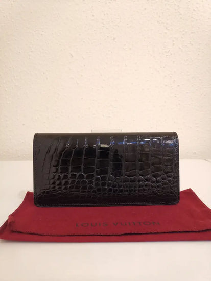 Louis Vuitton Alligator Black Shiny Brazza Wallet Ghw (2013)