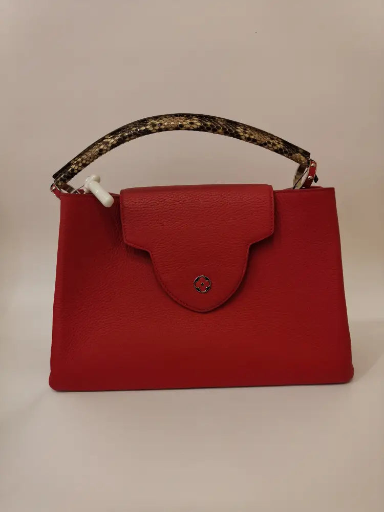 Louis Vuitton Capucine Bag Red Taurilon Phyton 2015 Handbag