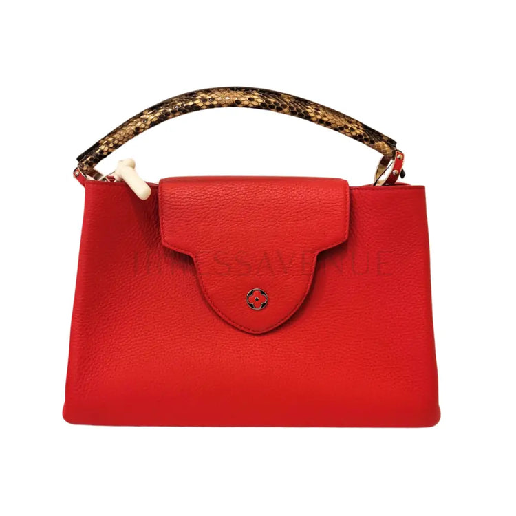 Louis Vuitton Capucine Bag Red Taurilon Phyton 2015 Handbag