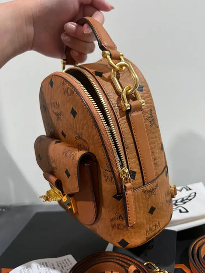 Mcm X Tracy Backpack In Visetos Size Mini Cognac