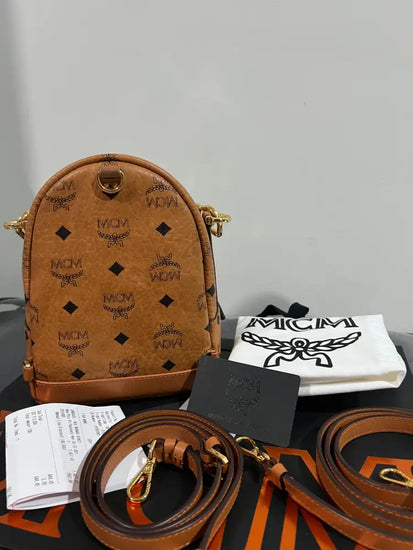 Mcm X Tracy Backpack In Visetos Size Mini Cognac