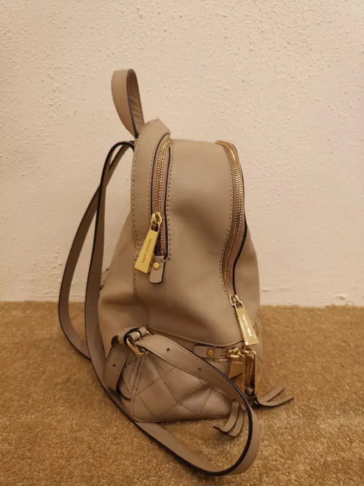 Michael Kors Rhea Medium Quilted Backpack Beige