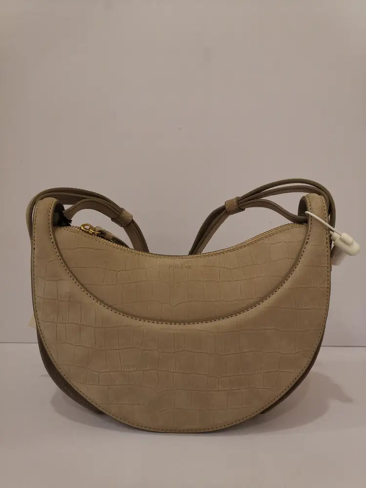 Polene Dix Croco Suede Taupe Crossbody Bag