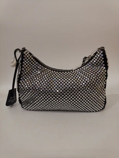 Prada Black Re-Edition Crystal Embellished Cross Body Bag Shoulder