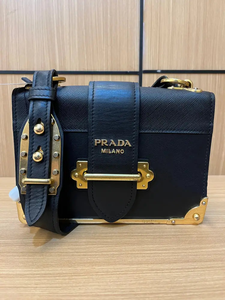 Prada Cahier Leather Bag Black 2020 Crossbody