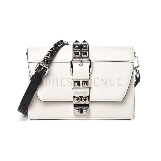 Prada Elektra Saffiano White Studded 2018 Crossbody Bag