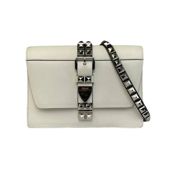 Prada Elektra Saffiano White Studded 2018 Crossbody Bag