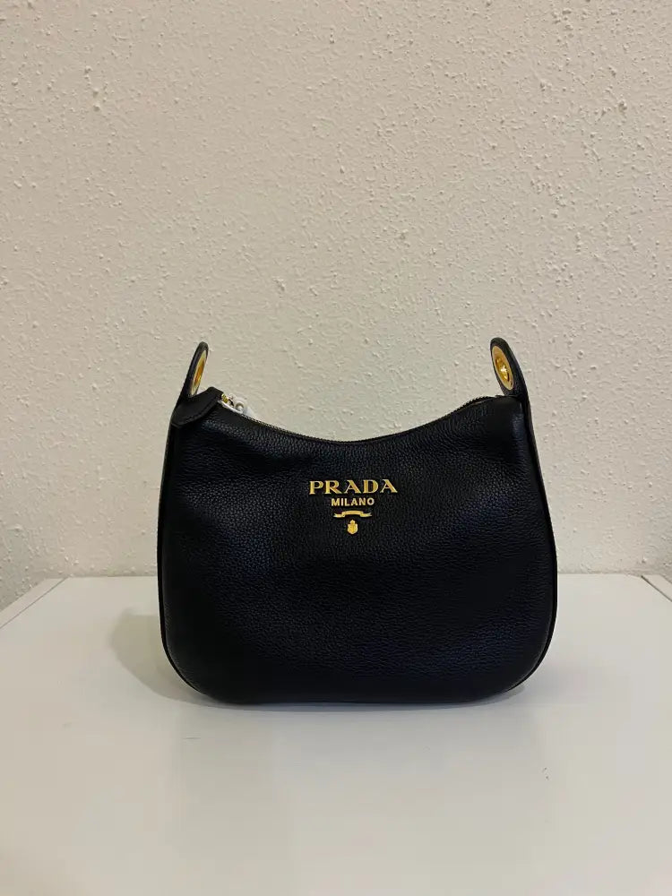 Prada Medium Hobo Sacca Sling Bag Black Crossbody