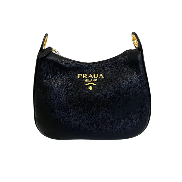 Prada Medium Hobo Sacca Sling Bag Black Crossbody