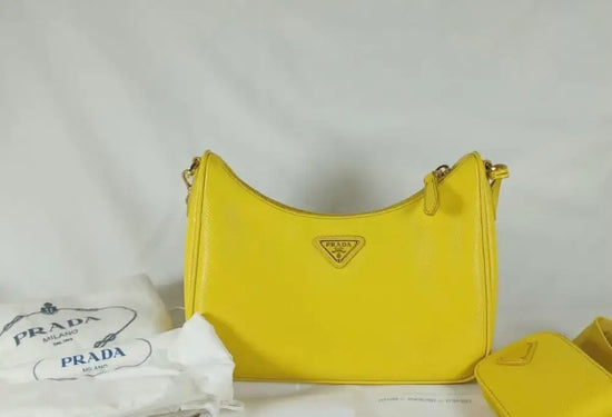 Prada Multipochette Saffiano Yellow Ghw Shoulder Bag