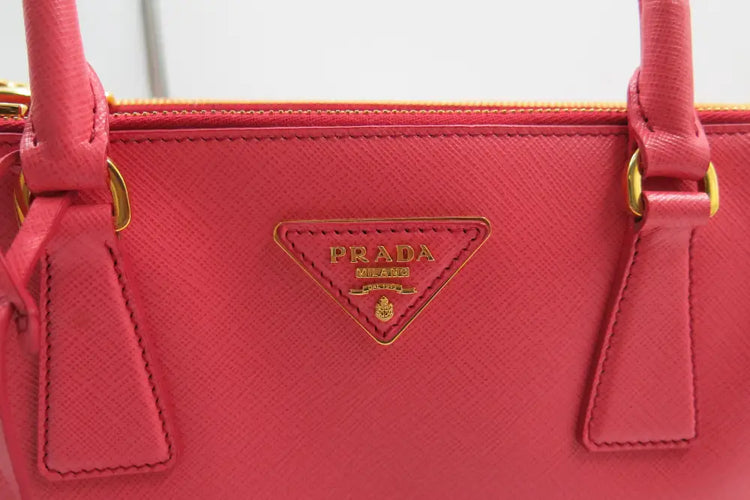 Prada Saffiano 30Cm 2 Zip Fragola Shoulder Bag