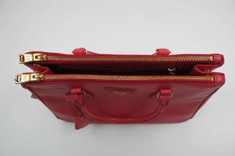 Prada Saffiano 30Cm 2 Zip Fragola Shoulder Bag