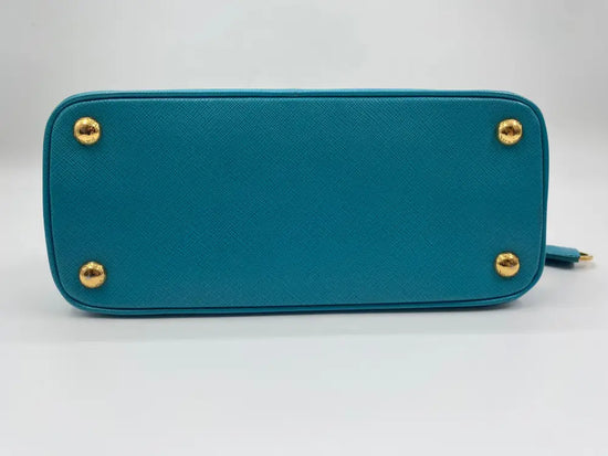 Prada Teal Saffiano Lux Leather Promenade Blue