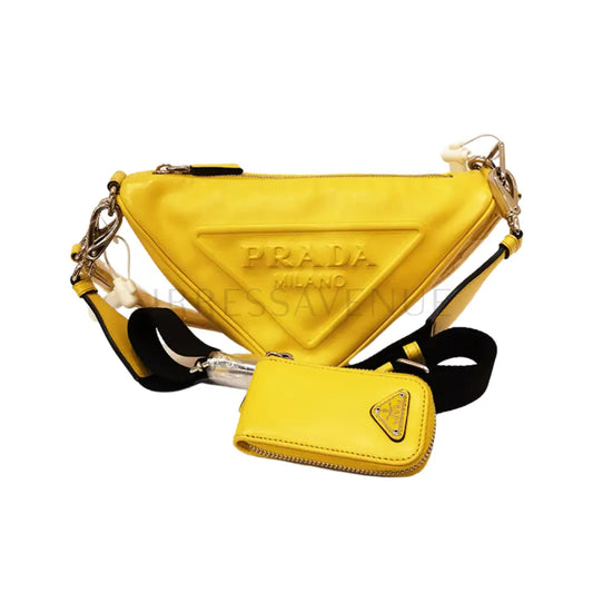 Prada Triangle Shoulder Bag Yellow Emily 2022 Crossbody