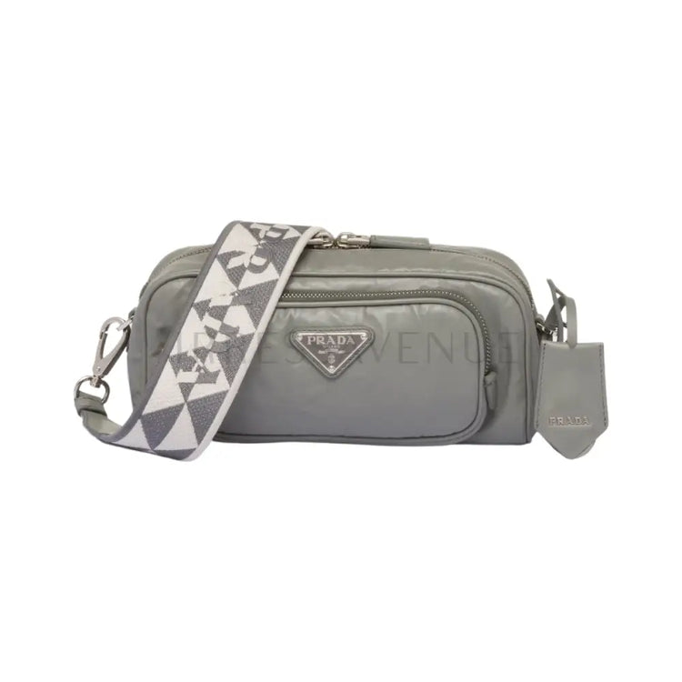 Prada Vintage Leather Crossbody Bag In Grey