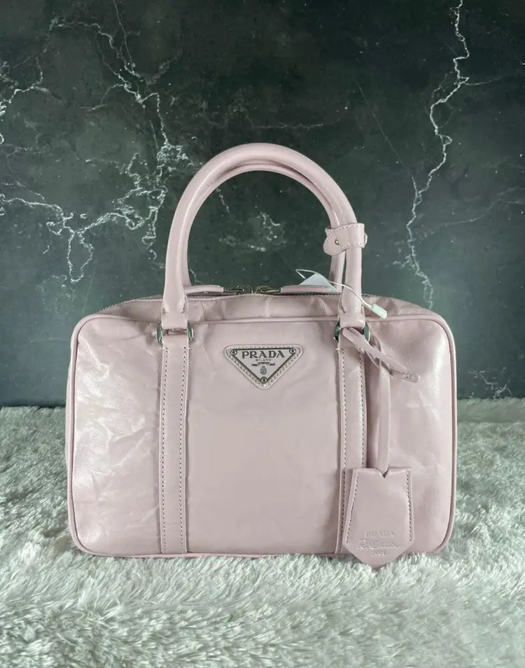 Prada Vintage Leather Shopper Bag In Pink Handbag