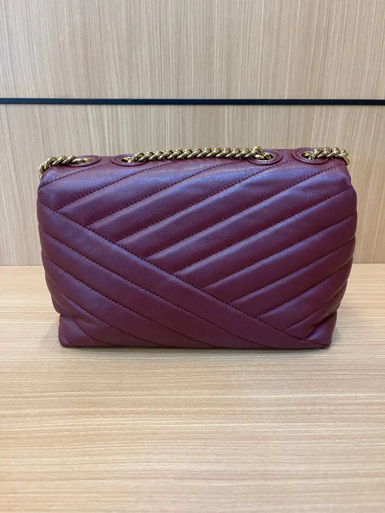 Torry Burch Kira Chevron Small Imperial Garnet Ghw Crossbody Bag