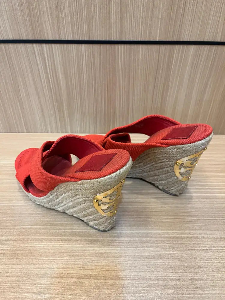 Torry Burch Kristen Wedges Espadrilles Coral Size 9M Insole 26Cm Shoes