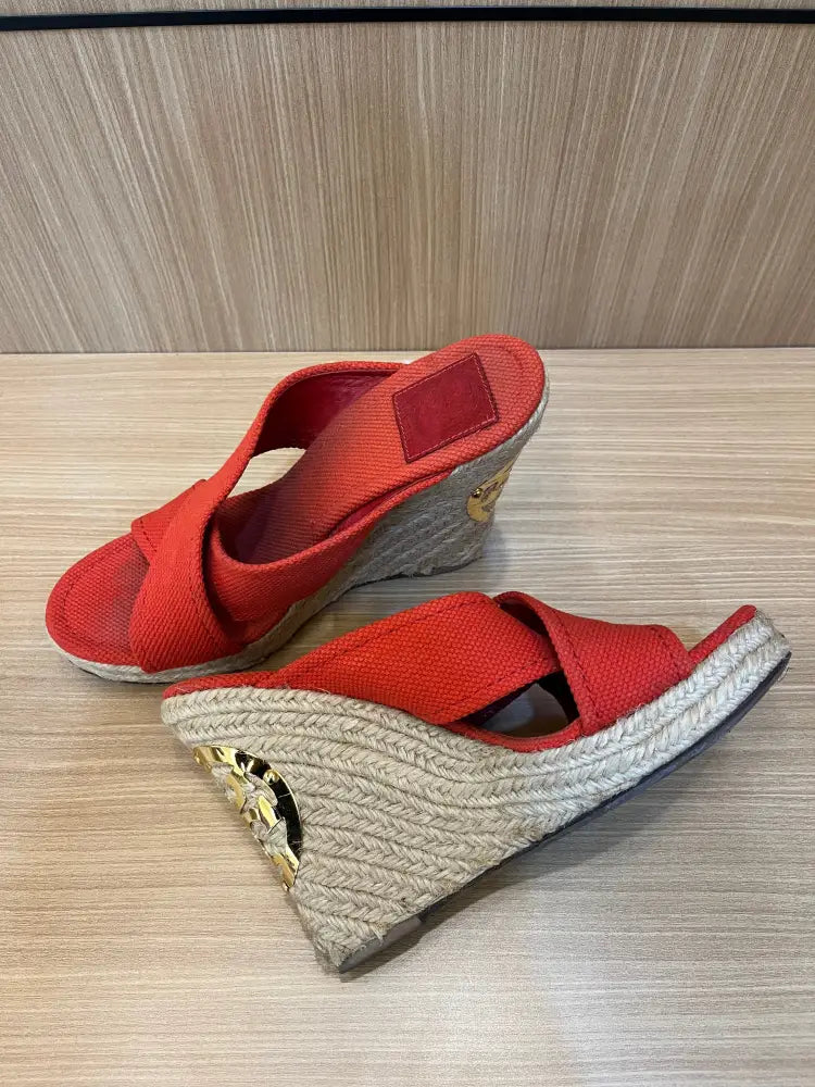 Torry Burch Kristen Wedges Espadrilles Coral Size 9M Insole 26Cm Shoes