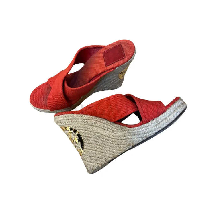 Torry Burch Kristen Wedges Espadrilles Coral Size 9M Insole 26Cm Shoes