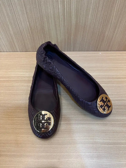 Tory Burch Quilted Flat Maroon Mini Sz 8M 2024 Flatshoes