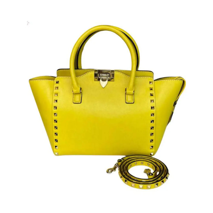 Valentino Garavani Rockstud Yellow Tote Handbag