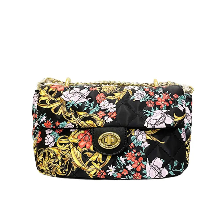 New Versace Range X Printed Crunchy Nylon Floral Crossbody Bag