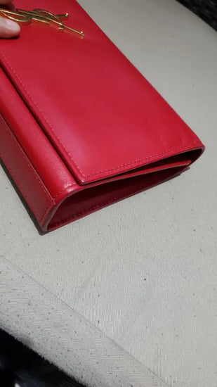 Ysl Saint Laurent Cassandre Clutch Red Ghw Pouch &