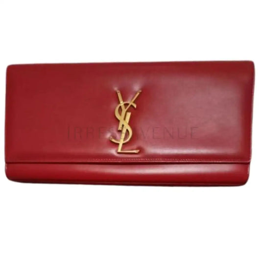 Ysl Saint Laurent Cassandre Clutch Red Ghw Pouch &