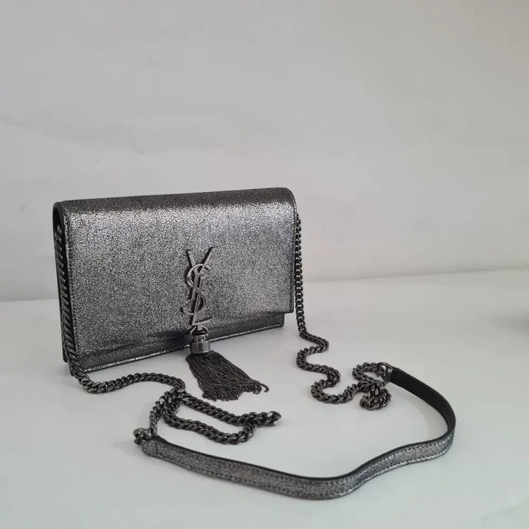 Yves Saint Laurent Calfskin Metallic Kate Woc Tasel Shoulder Bag