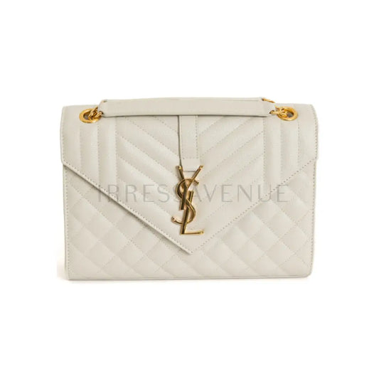 Yves Saint Laurent Envelope Medium Crema White Ghw Crossbody Bag