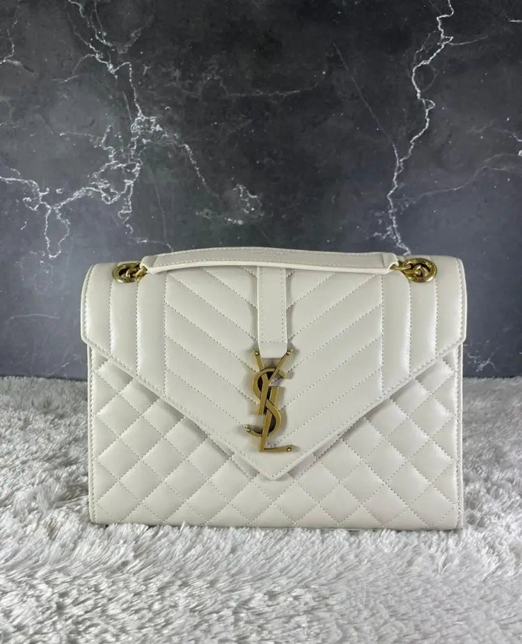 Yves Saint Laurent Envelope Medium Crema White Ghw Crossbody Bag