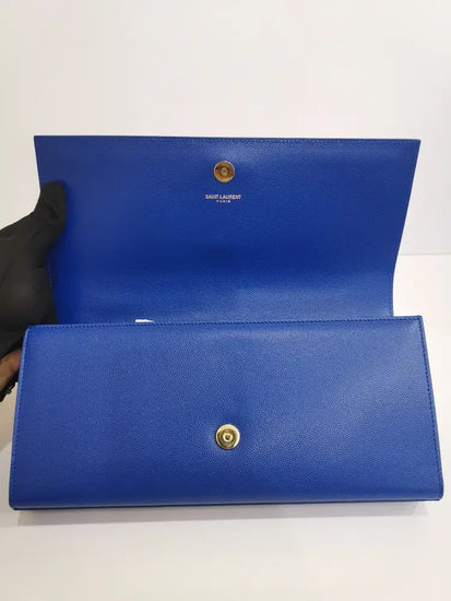 Yves Saint Laurent Monogram Clutch Blue Pouch &