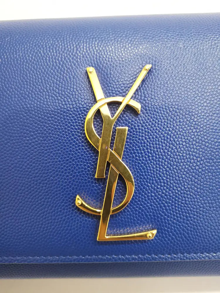 Yves Saint Laurent Monogram Clutch Blue Pouch &