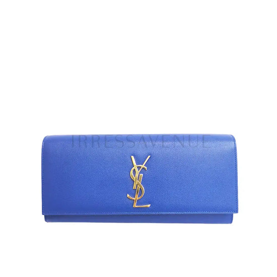 Yves Saint Laurent Monogram Clutch Blue Pouch &