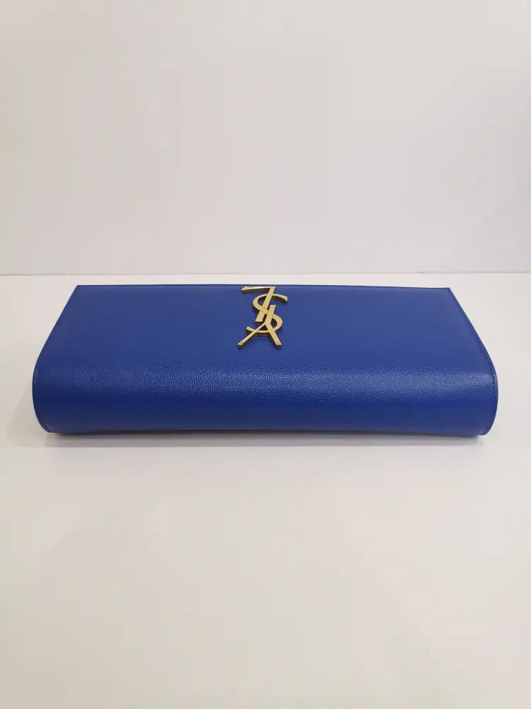 Yves Saint Laurent Monogram Clutch Blue Pouch &