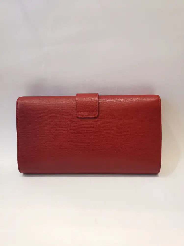 Yves Saint Laurent Sac Clutch Red Ghw 2012 Pouch &