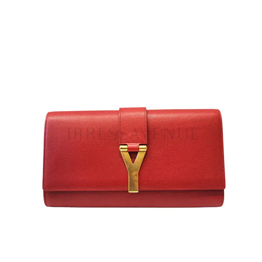 Yves Saint Laurent Sac Clutch Red Ghw 2012 Pouch &