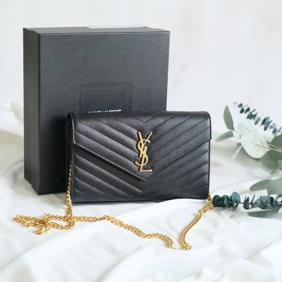 Yves Saint Laurent Ysl Wallet On Chain Woc 22Cm In Black Ghw