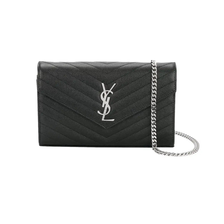 Yves Saint Laurent Ysl Wallet On Chain Woc 22Cm In Black Shw