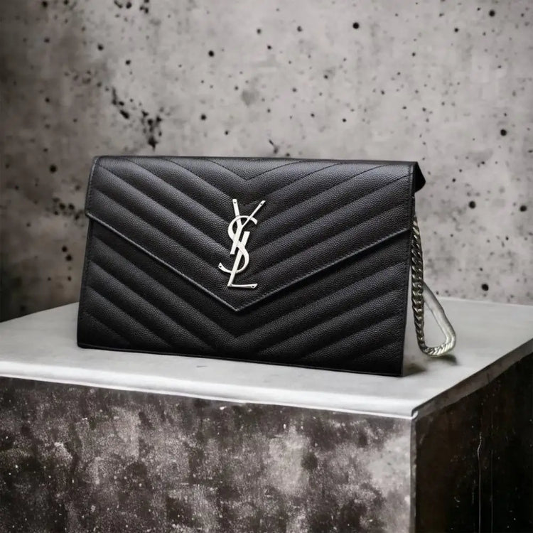 Yves Saint Laurent Ysl Wallet On Chain Woc 22Cm In Black Shw