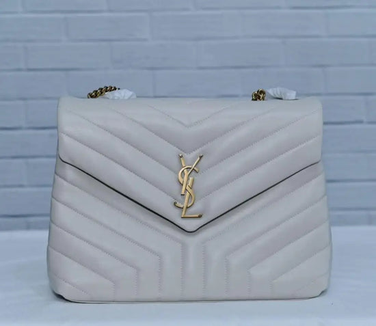 Yvest Saint Laurent Loulou Medium White Ghw Crossbody Bag