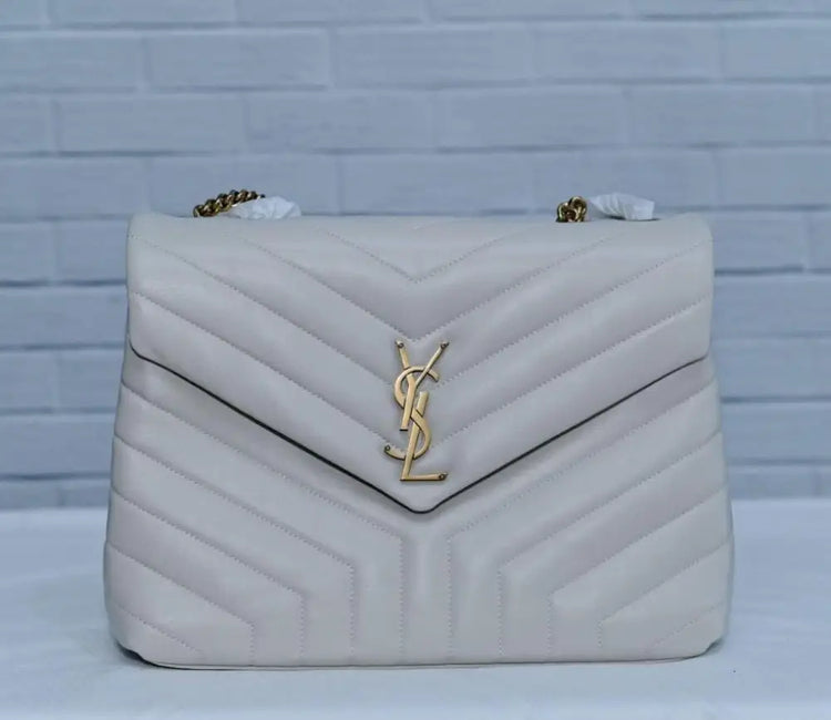 Yvest Saint Laurent Loulou Medium White Ghw Crossbody Bag