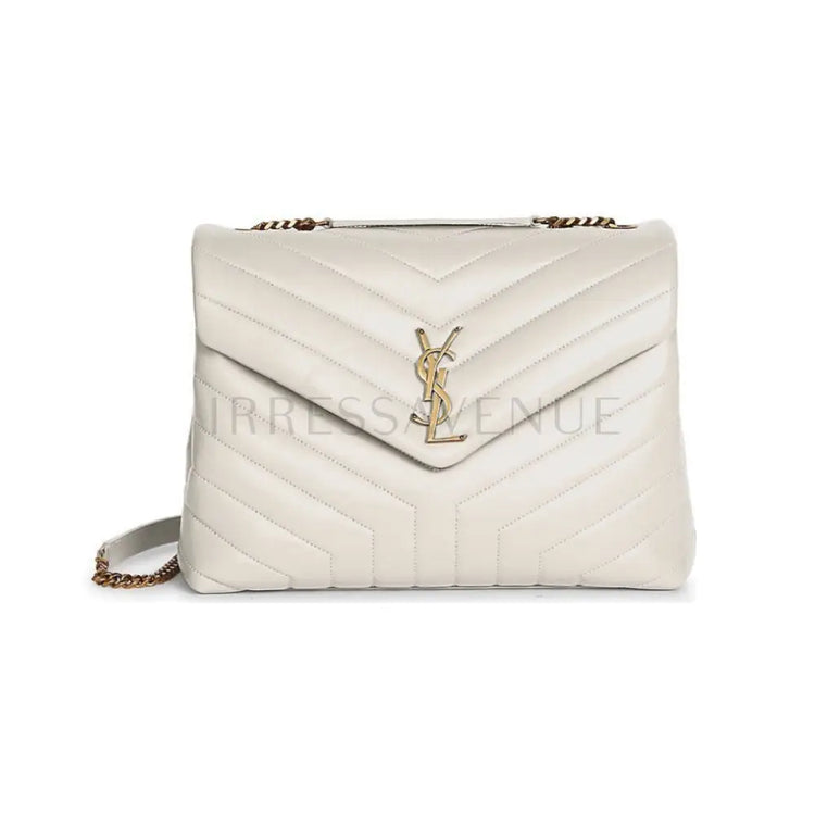 Yvest Saint Laurent Loulou Medium White Ghw Crossbody Bag